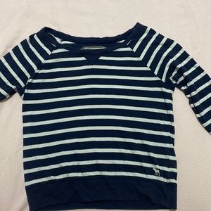 Long sleeve dark blue and white stripped vintage shirt size M